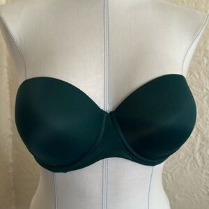 Victoria’s Secret Pink Wear Everywhere Dark Ivy Green Strapless Push-Up Bra 32DD